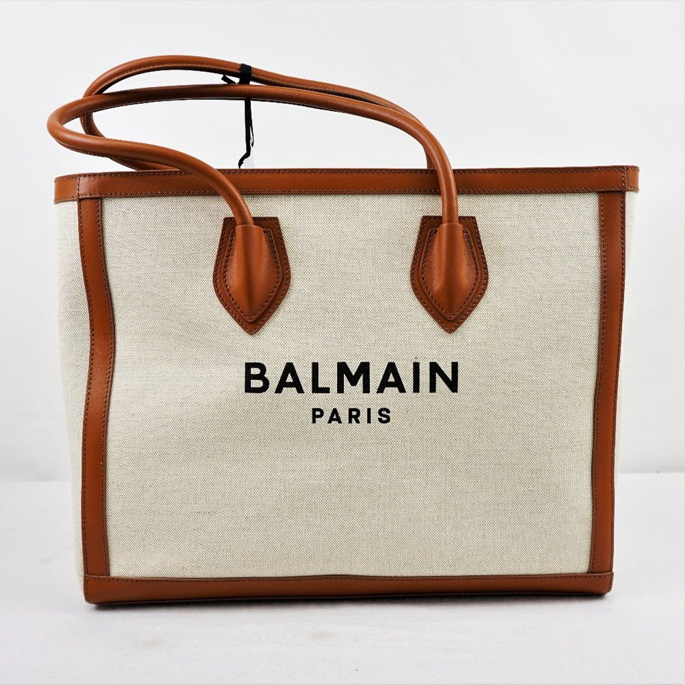 Balmain Cream and Brown Tote Bag